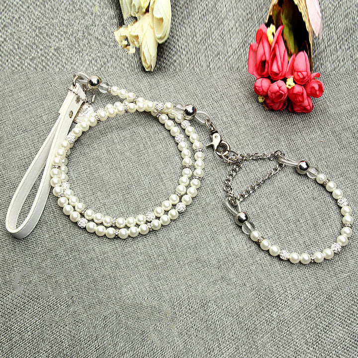Pet dog leash pearl collar