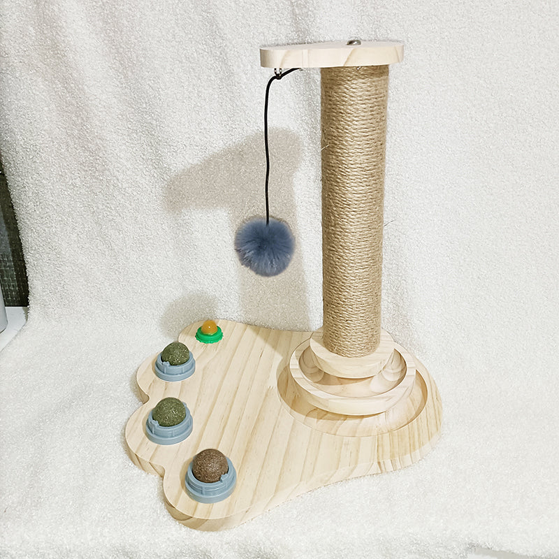 Solid Wood Bite-resistant Funny Cat Stick Toy