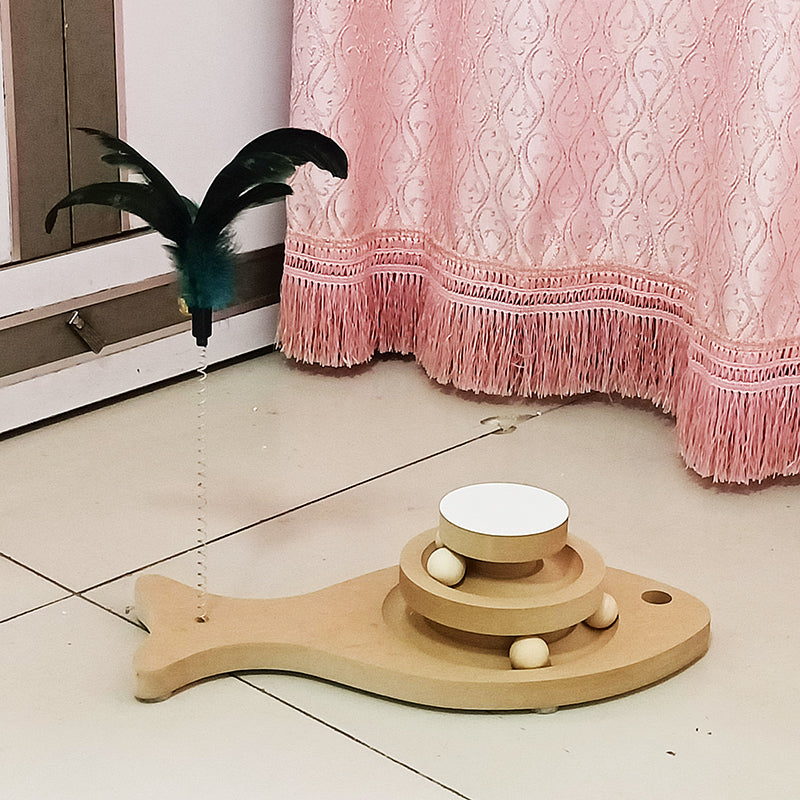 Solid Wood Bite-resistant Funny Cat Stick Toy