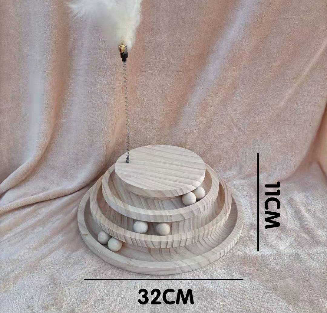 Solid Wood Bite-resistant Funny Cat Stick Toy