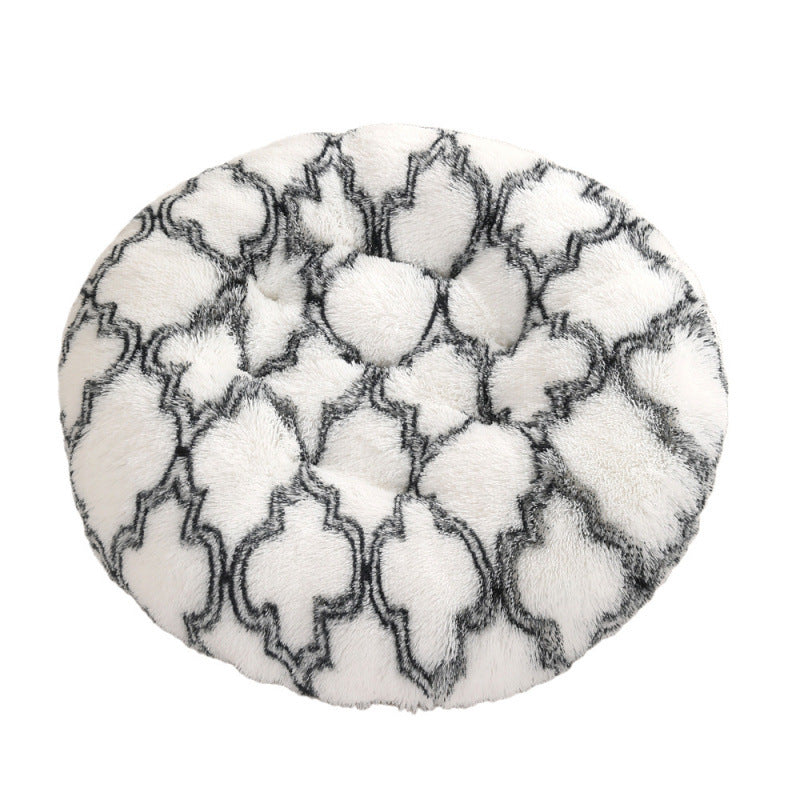 Round Pet Plush Warm Sleep Dog Bed