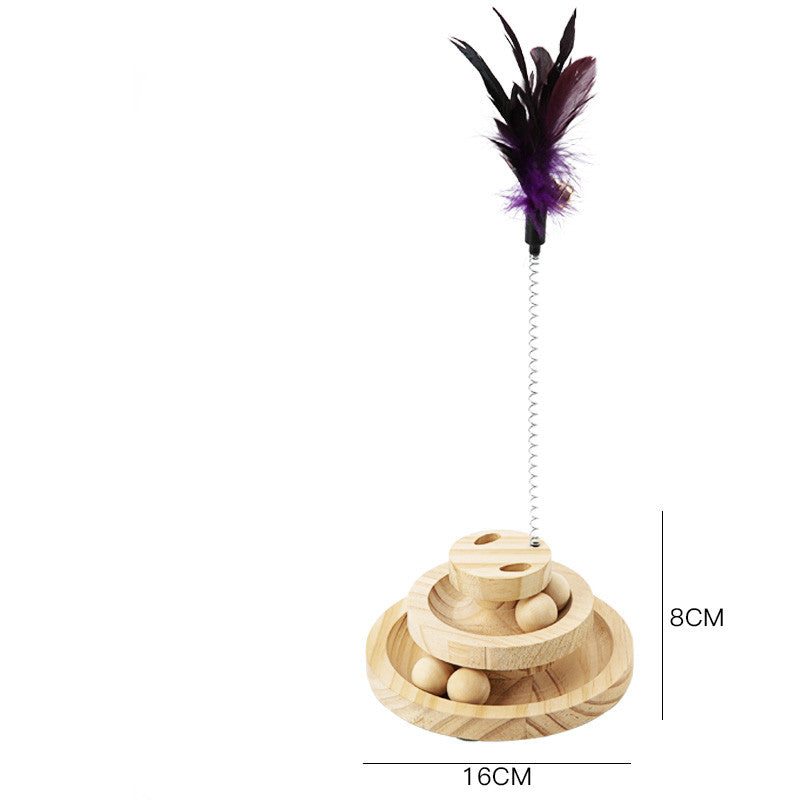 Solid Wood Bite-resistant Funny Cat Stick Toy