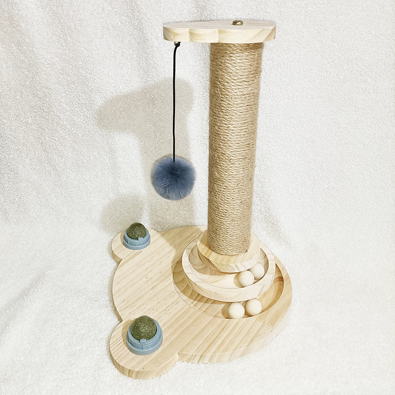 Solid Wood Bite-resistant Funny Cat Stick Toy