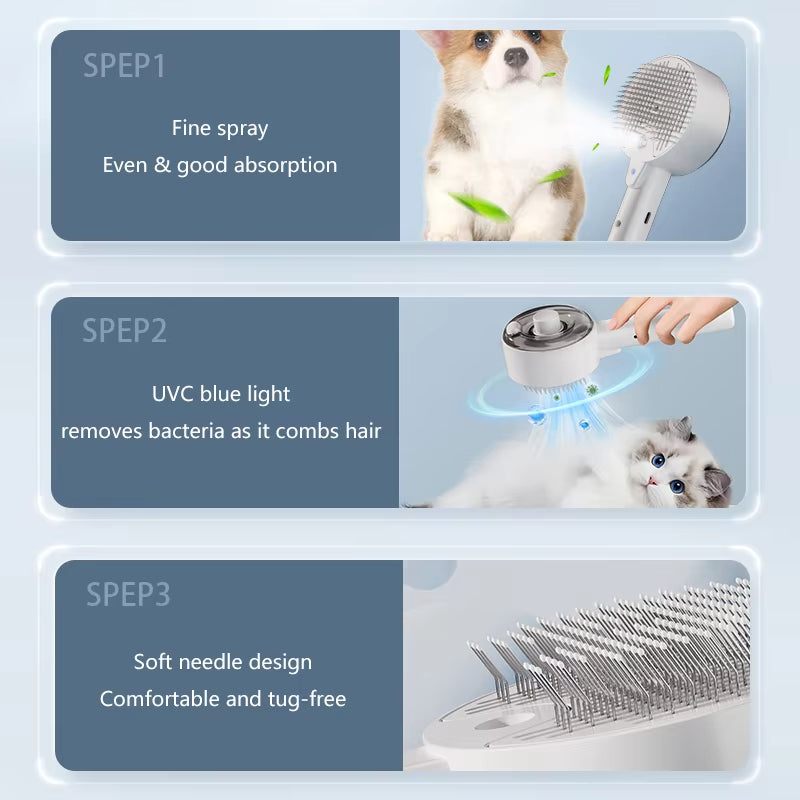 Pet Steam Brush Electric Sprayer For Massage