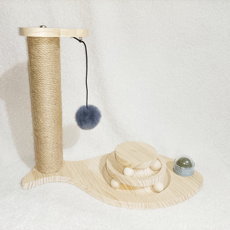 Solid Wood Bite-resistant Funny Cat Stick Toy