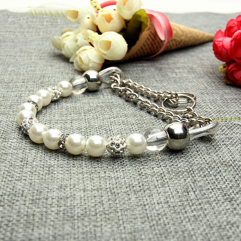 Pet dog leash pearl collar