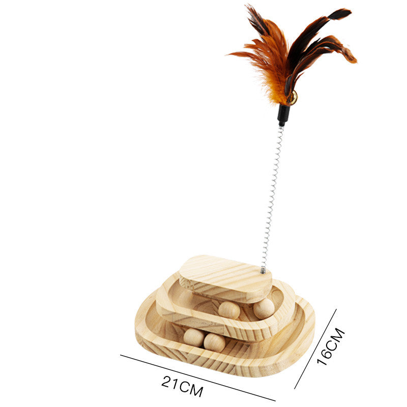 Solid Wood Bite-resistant Funny Cat Stick Toy